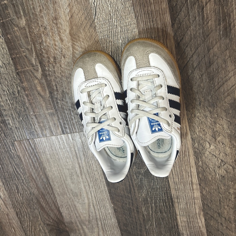 Adidas Kids White and Navy Sneakers